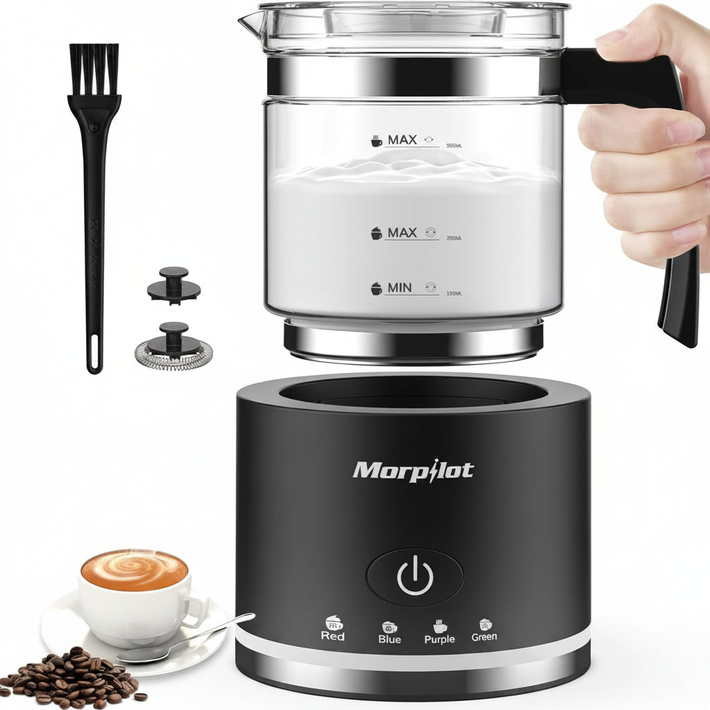 Morpilot 16.9oz Electric Milk Frother & Steamer - Black 4 Functions